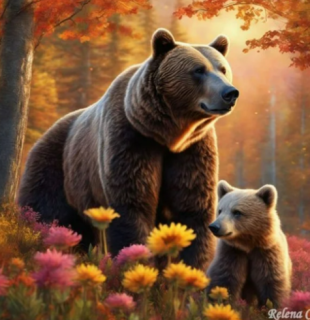 Diamond Painting Bär mit Jungtier